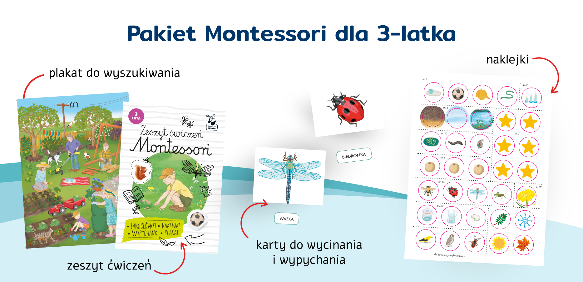 Wizualizacja - środek Teczka Montessori. 3 lata Kapitan Nauka